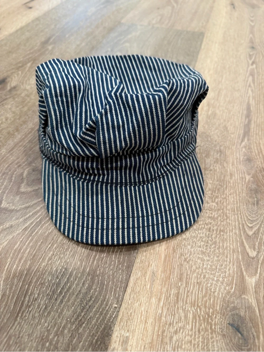 Striped Navy & White Cotton Cadet Cap